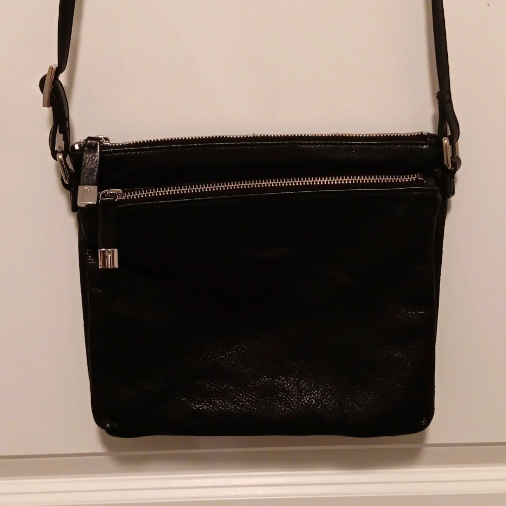 Margot Leather Crossbody Black Pebbled Purse